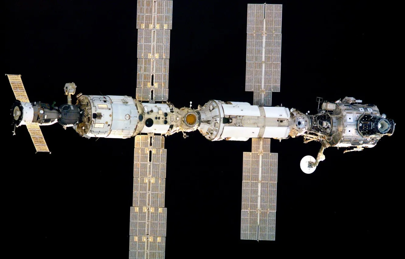Фото обои спутник, станция, орбита, МКС