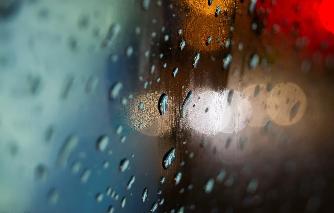 Фото обои стекло, вода, капли, туман, дождь, размытие, акварель