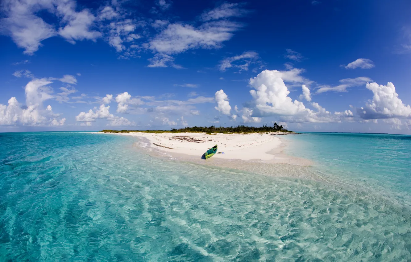 Фото обои океан, лодка, остров, Bahamas