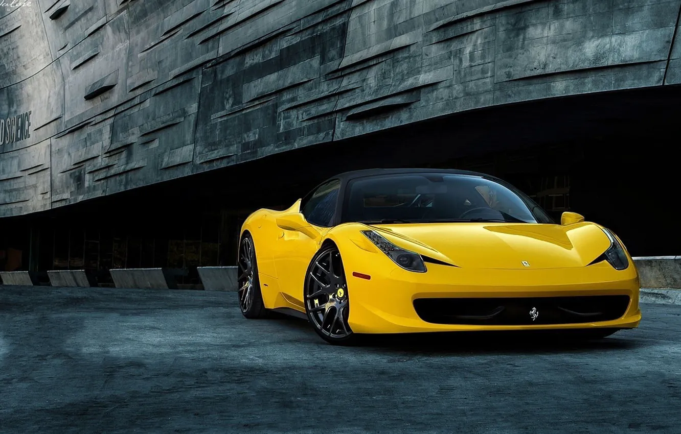 Фото обои ferrari, sportcar, yellow, 458 Italia