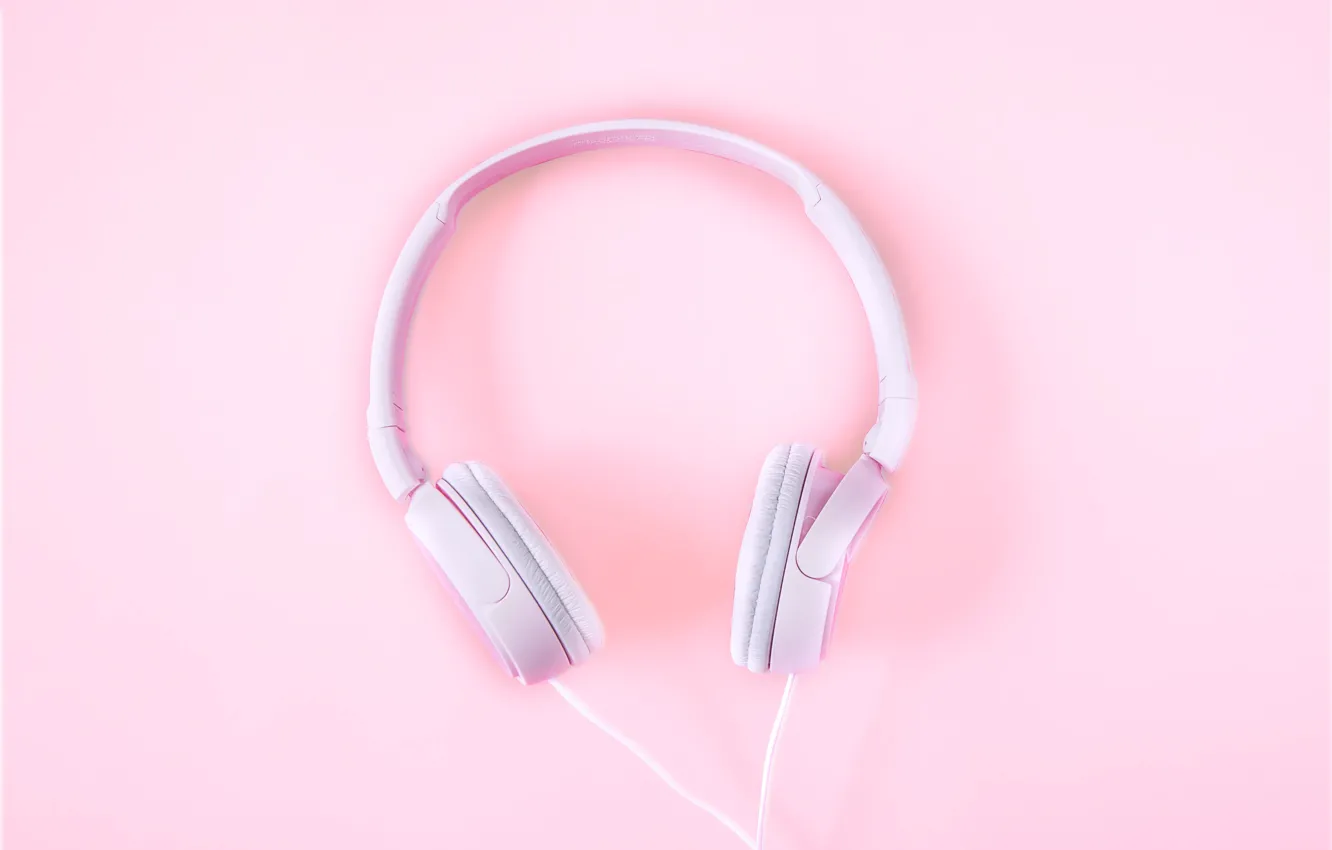 Фото обои розовый, минимализм, наушники, minimalism, pink, headphones, background