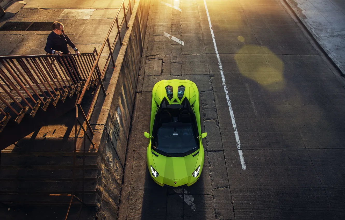 Фото обои Roadster, Lamborghini, Green, Aventador, JeremyCliff Photography
