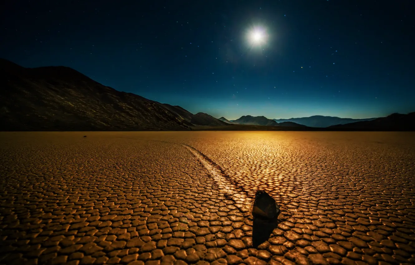 Фото обои пейзаж, ночь, пустыня, камень