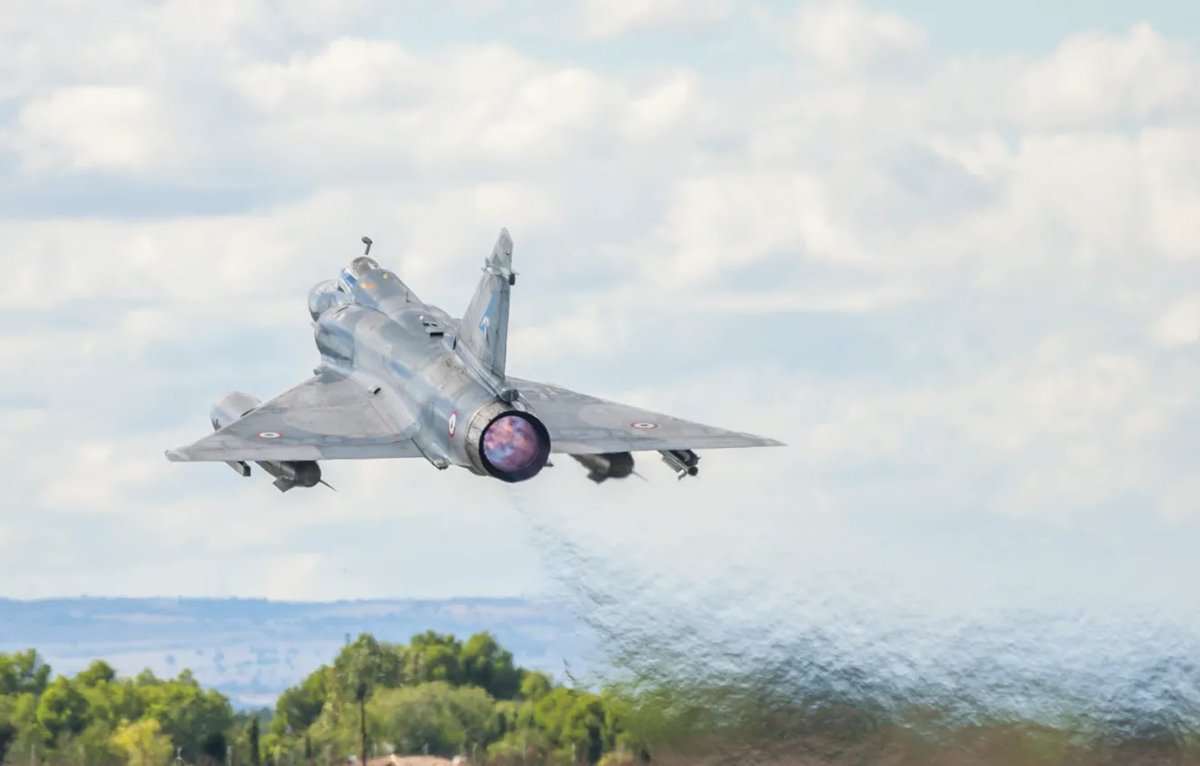 Фото обои Истребитель, Форсаж, Mirage 2000, ВВС Франции, Armée de l'Air, Dassault Mirage 2000, Dassault Mirage 2000-5F