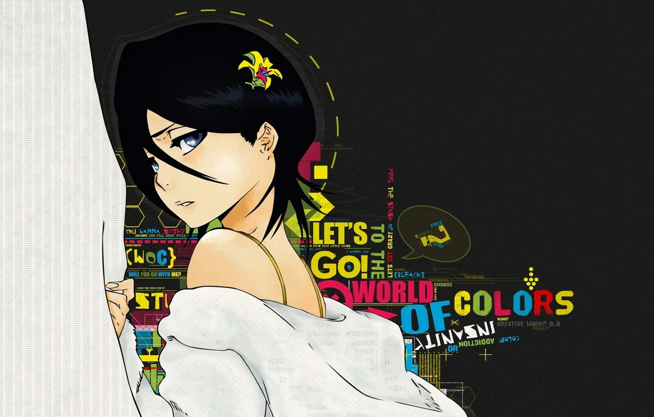Фото обои девушка, арт, girl, bleach, блич, rukia kuchiki, рукия кучики
