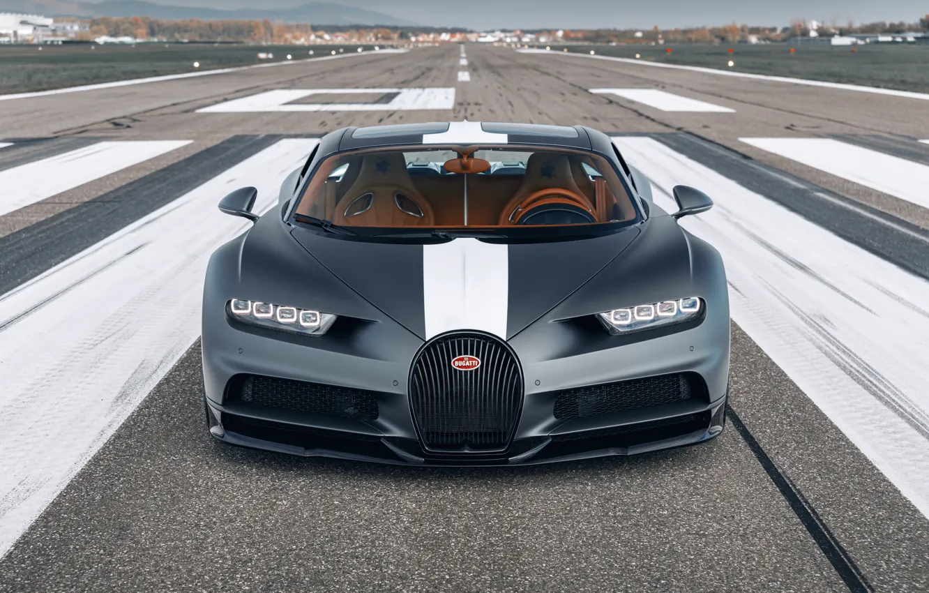 Фото обои Bugatti, вид спереди, Sport, W16, Chiron, спецсерия, 2021, матово-серый
