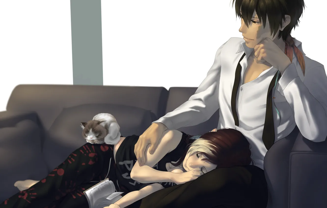 Фото обои девушка, романтика, аниме, арт, парень, Katekyo Hitman Reborn!, Занзас