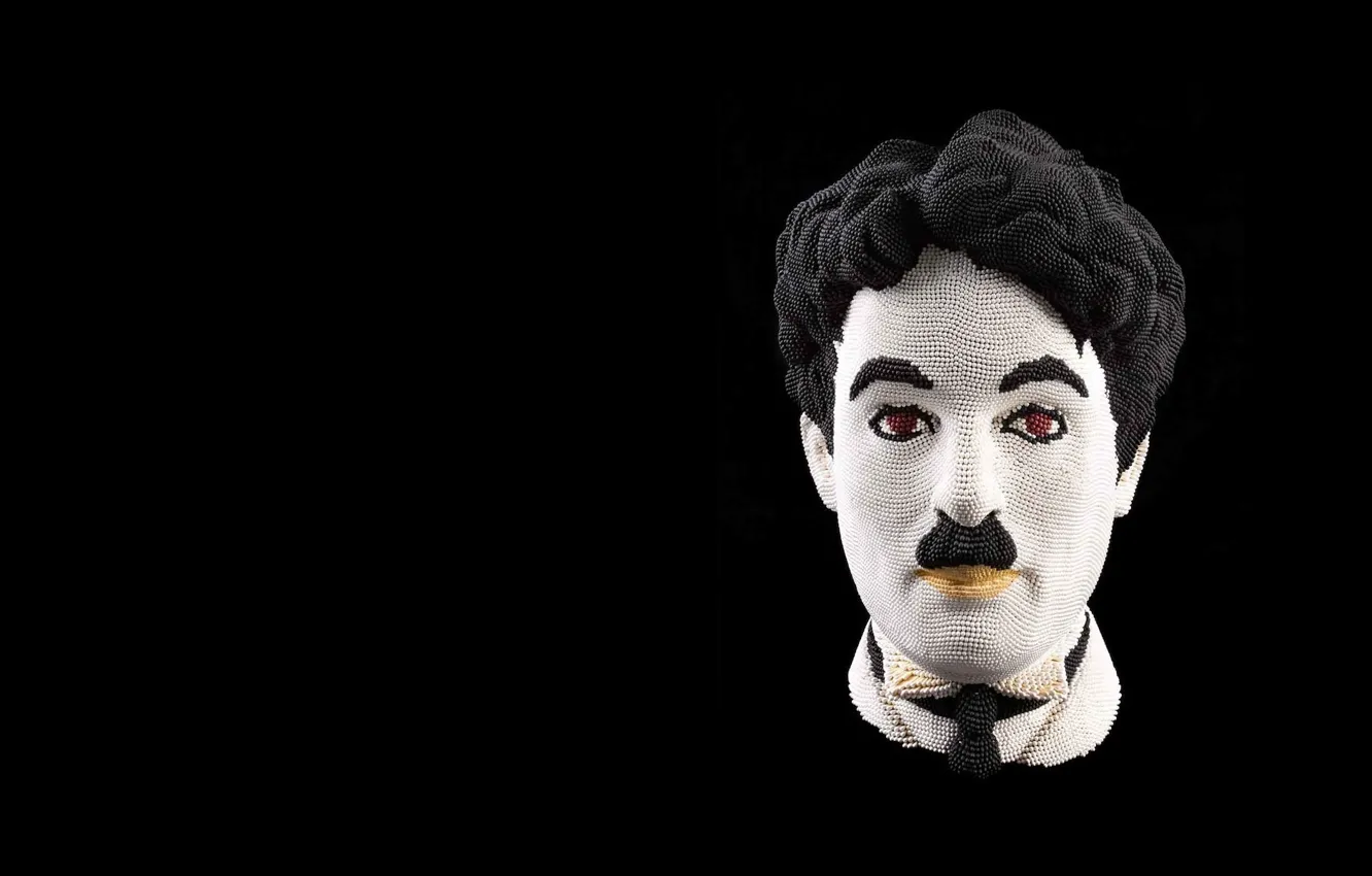 Фото обои креатив, художник, скульптура, комик, Чарли Чаплин, из спичек, дэвид мах