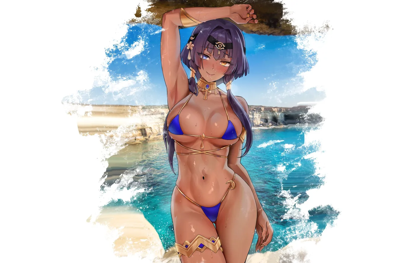 Фото обои hot, sexy, beach, ocean, anime, figure, seaside, babe