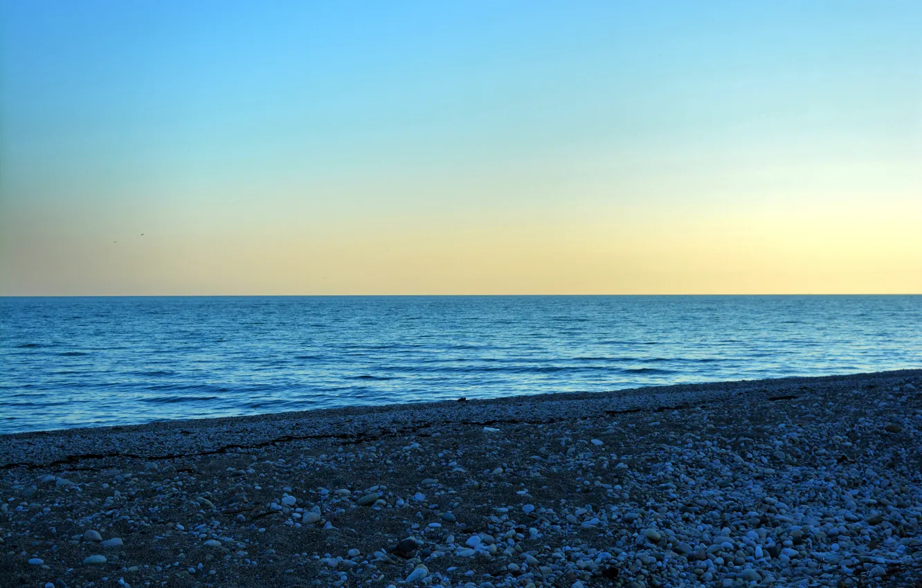 Фото обои Закат, Море, Берег, Чёрное море