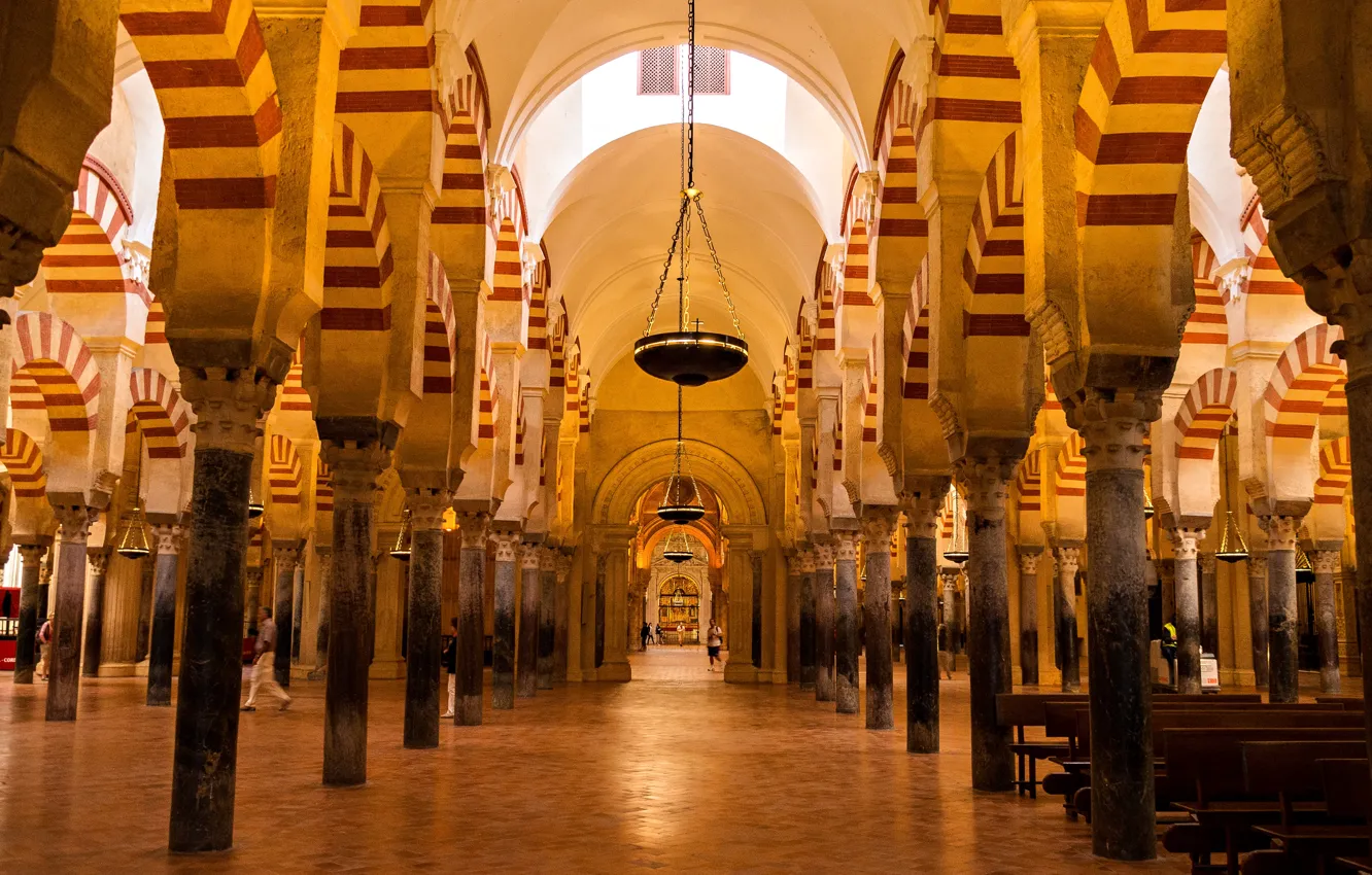Фото обои арка, мечеть, Испания, колонна, Кордова, мексита