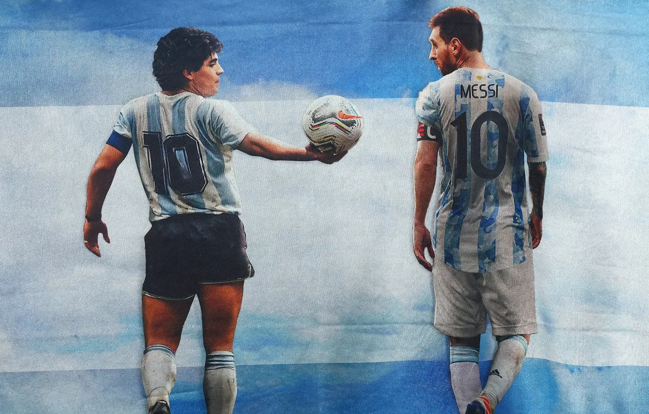 Фото обои Argentina, pattern, pixels, ball, Messi, Leo, Diego, Maradona