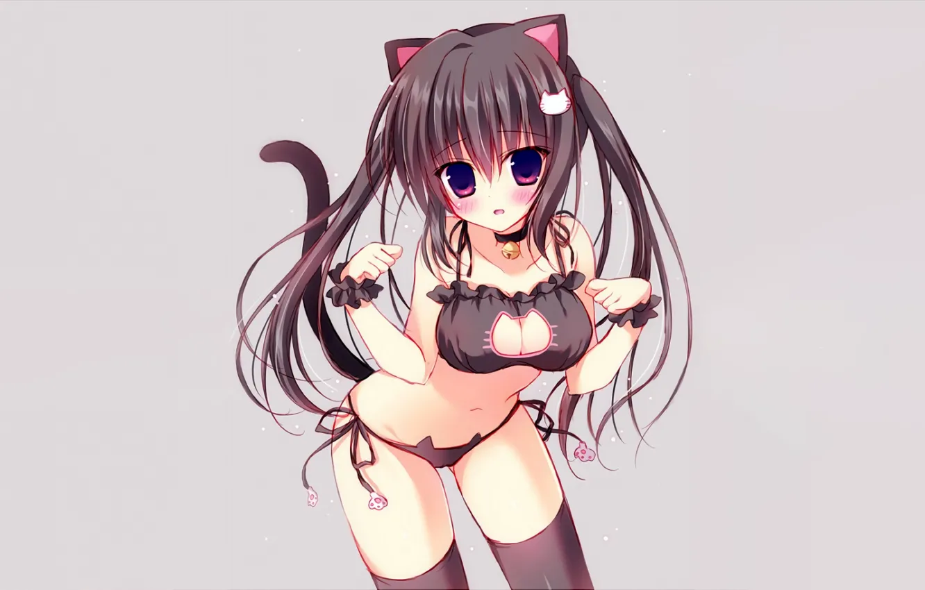 Фото обои girl, sexy, lingerie, pantsu, bra, cleavage, panties, thighhighs