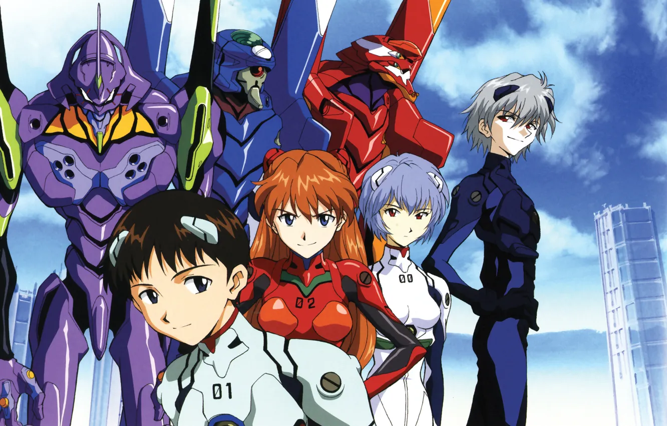 Фото обои Ayanami Rei, Evangelion, Ikari Shinji, Sōryū Asuka Rangurē, Nagisa Kaoru
