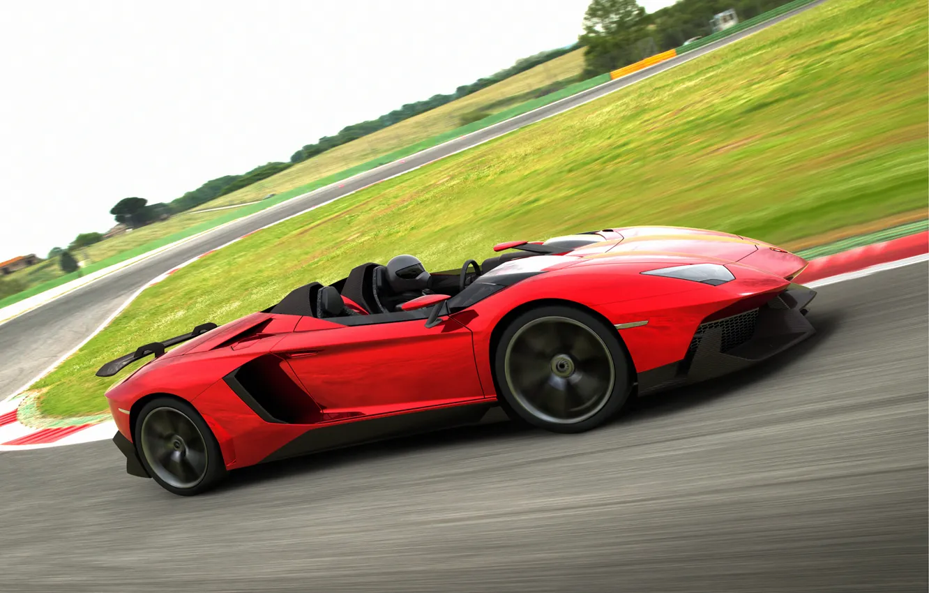 Фото обои скорость, трасса, суперкар, автомобиль, Lamborghini Aventador J