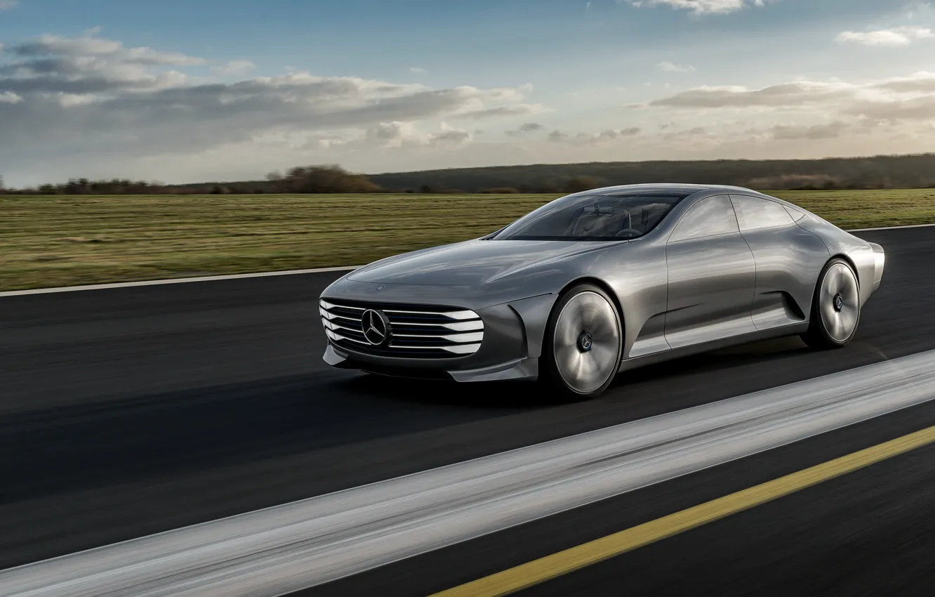 Фото обои асфальт, движение, купе, Mercedes-Benz, 2015, Intelligent Aerodynamic Automobile, Concept IAA
