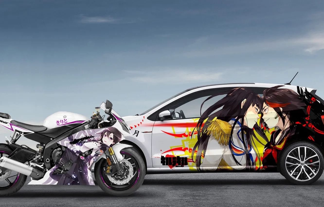 Фото обои car, game, Yamaha, tuning, anime, motorcycle, race, custom