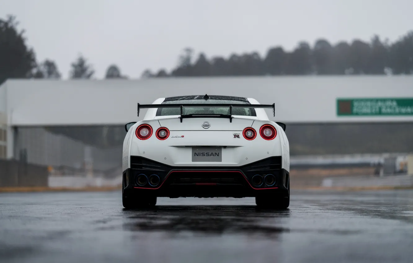 Фото обои белый, сзади, Nissan, GT-R, R35, Nismo, 2019