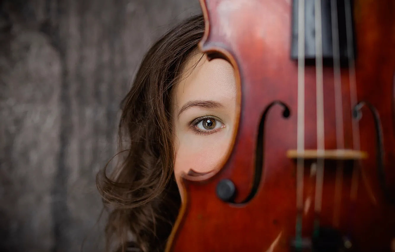 Фото обои взгляд, девушка, violin