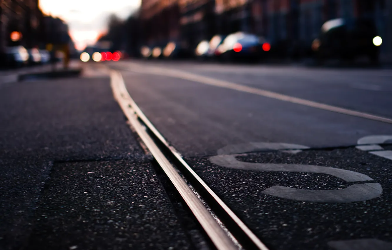 Фото обои Cars, Urban, Sunset, Lights, Street, Photography, Bokeh, Blur