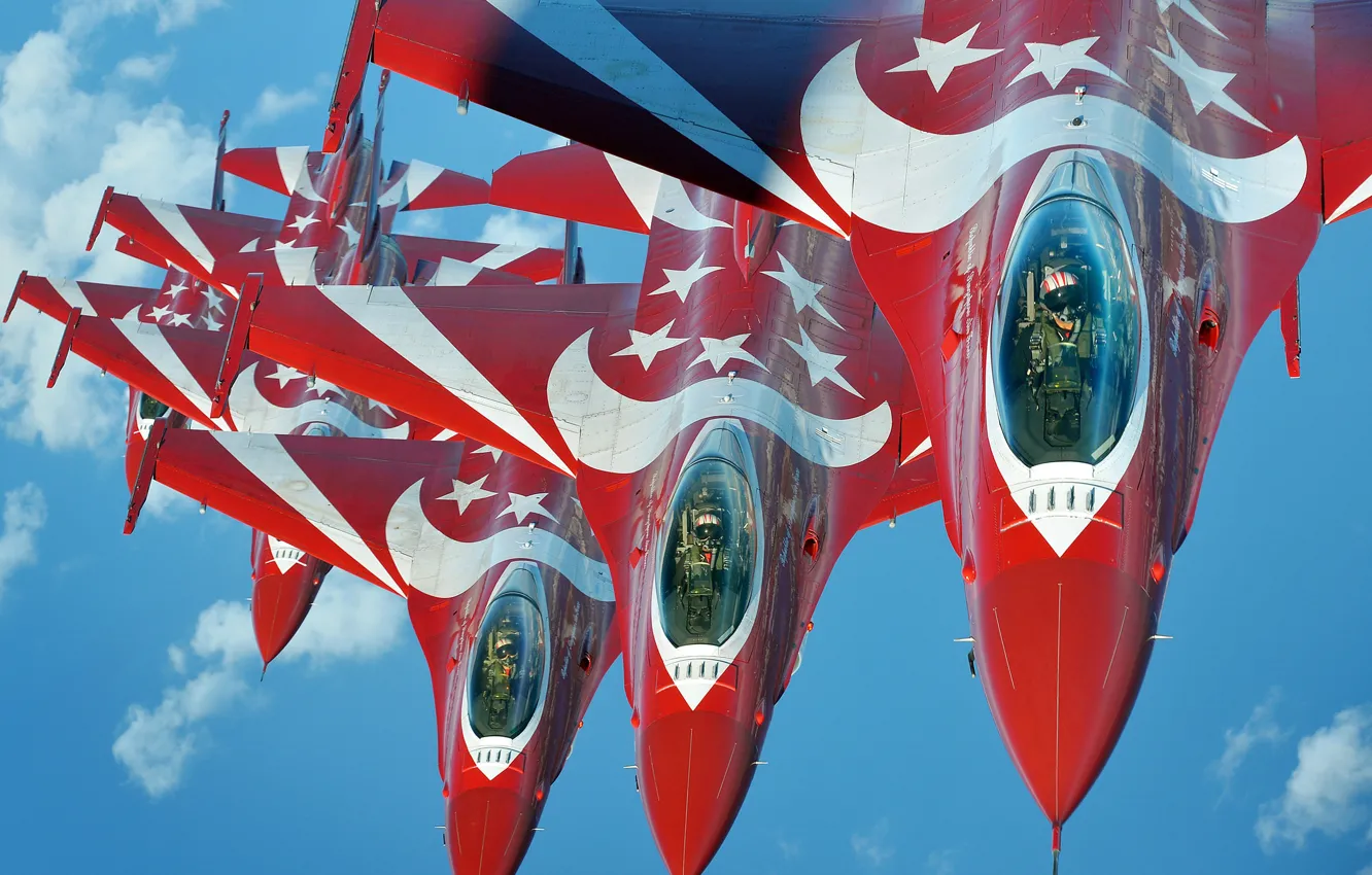 Фото обои Истребитель, F-16, Пилот, F-16C, Пилотажная группа, Кокпит, ВВС Сингапура, Чёрные Рыцари
