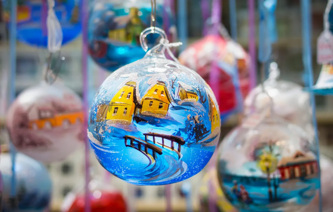Фото обои шарики, украшения, праздник, игрушки, Франция, шар, Рождество, Кольмар