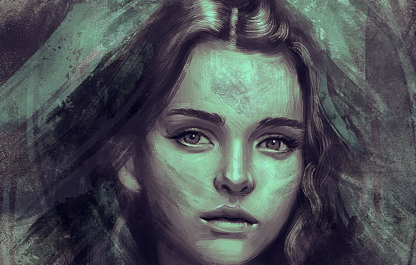 Фото обои глаза, взгляд, девушка, лицо, портрет, арт