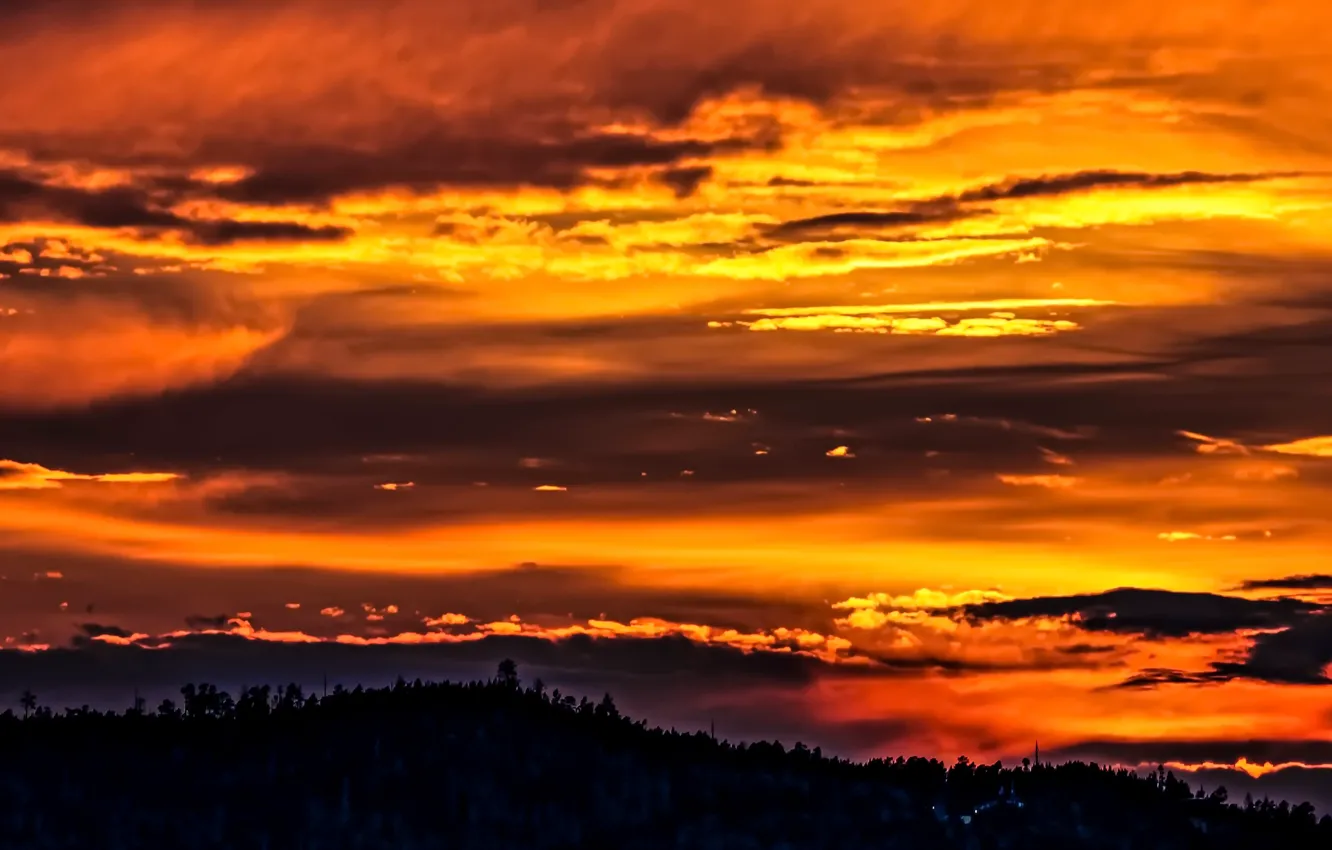 Фото обои небо, закат, природа