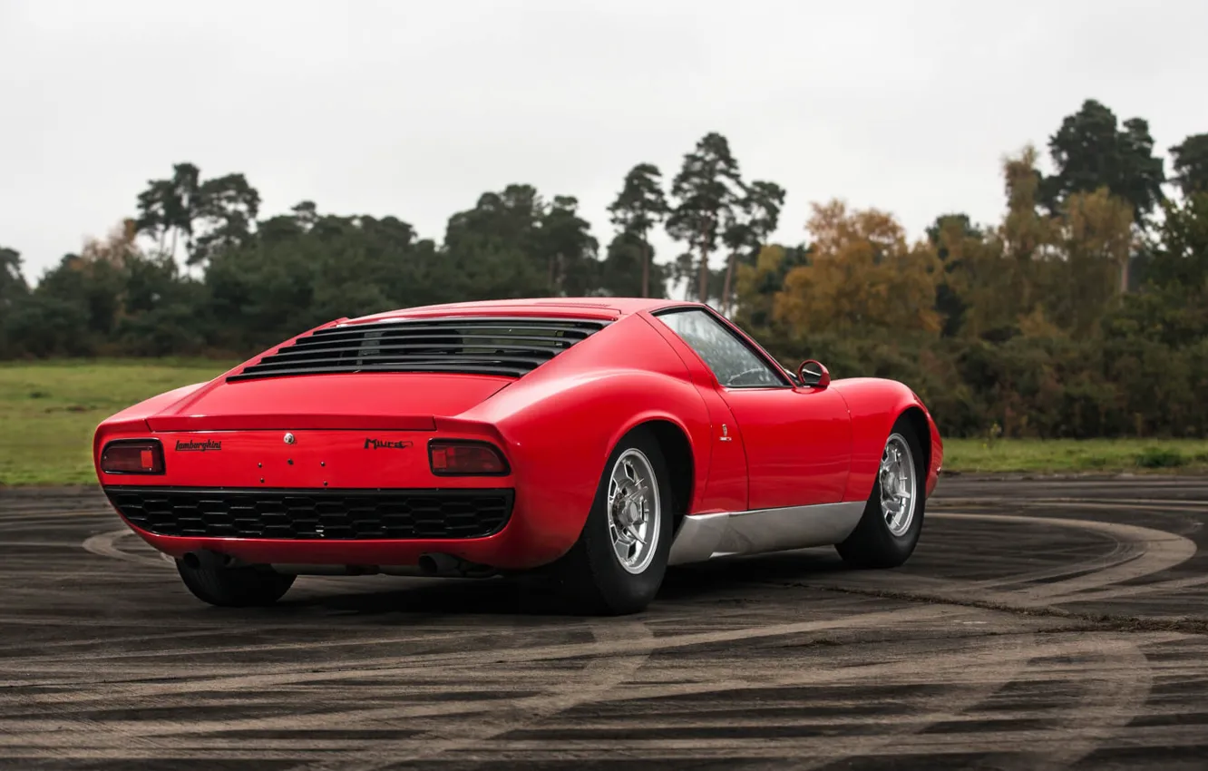 Фото обои Красный, Авто, Lamborghini, Ретро, Машина, 1969, Автомобиль, Суперкар