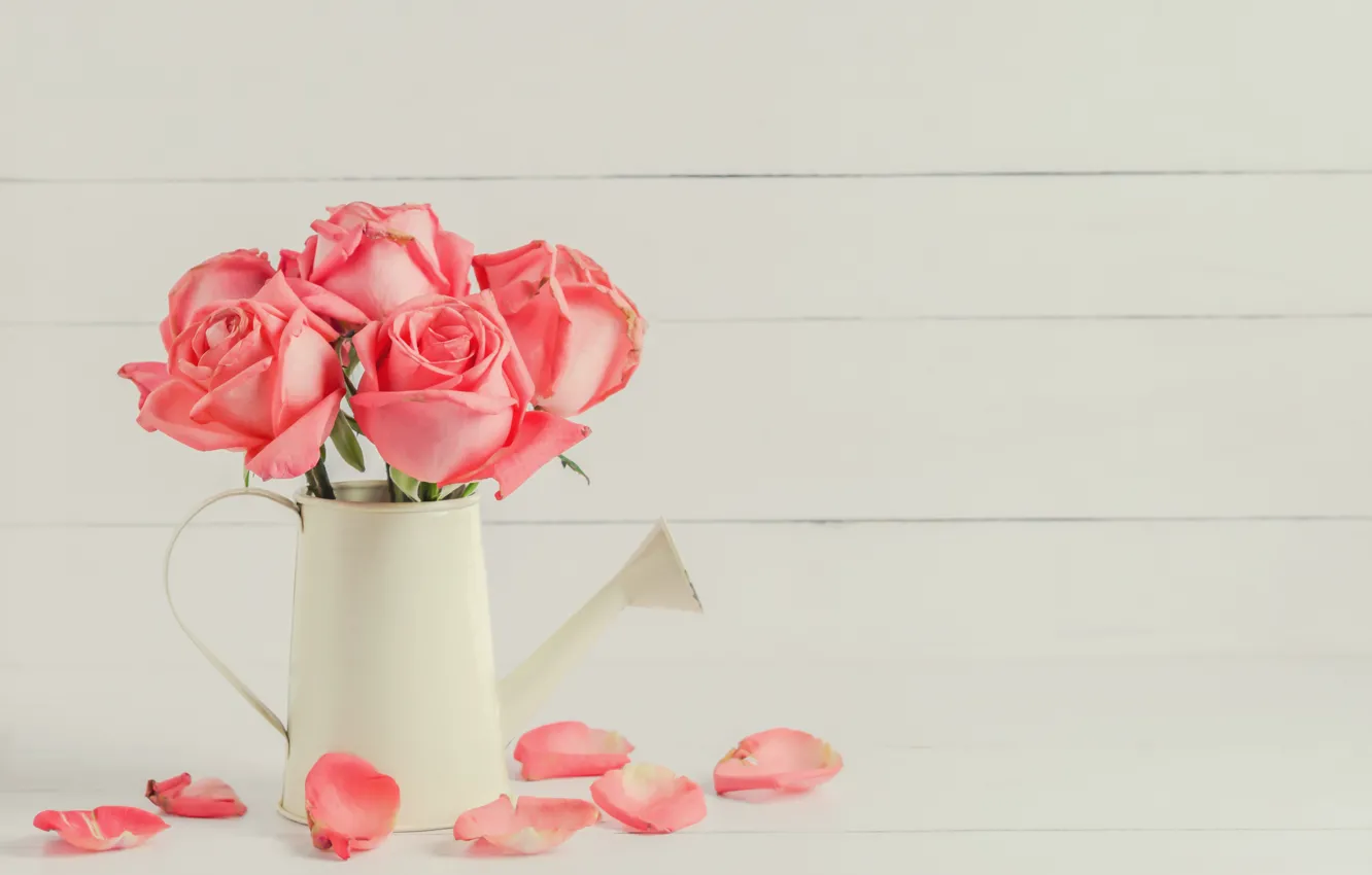 Фото обои цветы, розы, букет, лепестки, розовые, бутоны, fresh, pink
