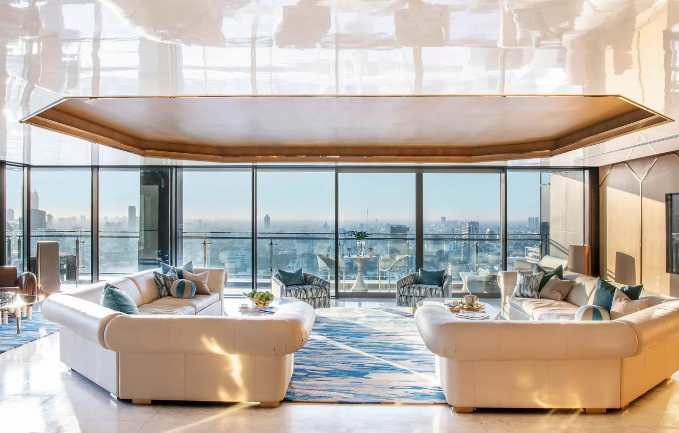 Фото обои дизайн, стиль, интерьер, мегаполис, просторная гостиная, by Tatler Design, penthouse in Singapore