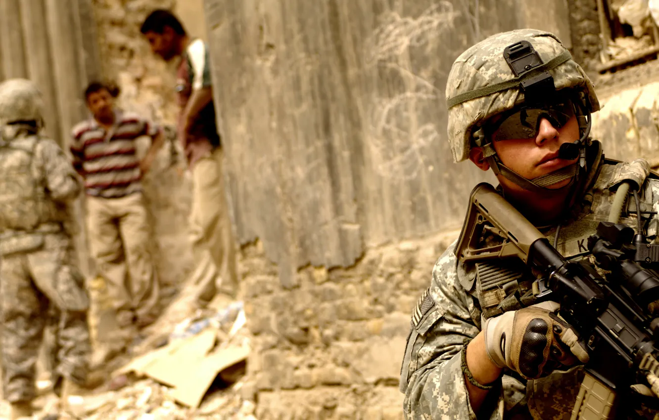 Фото обои оружие, люди, солдаты, ирак