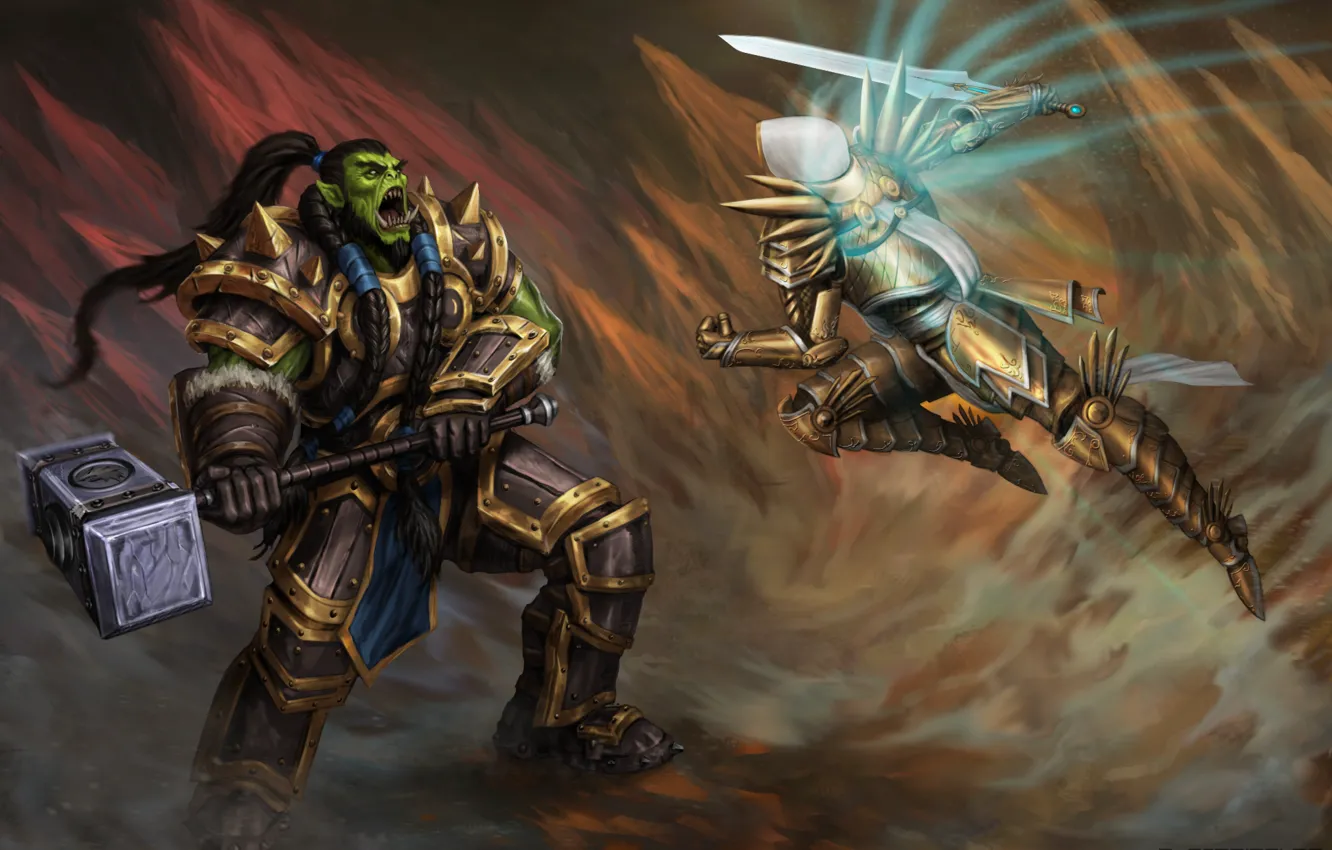 Фото обои World of Warcraft, Warcraft, diablo, wow, orc, thrall, Tyrael, Heroes of the Storm