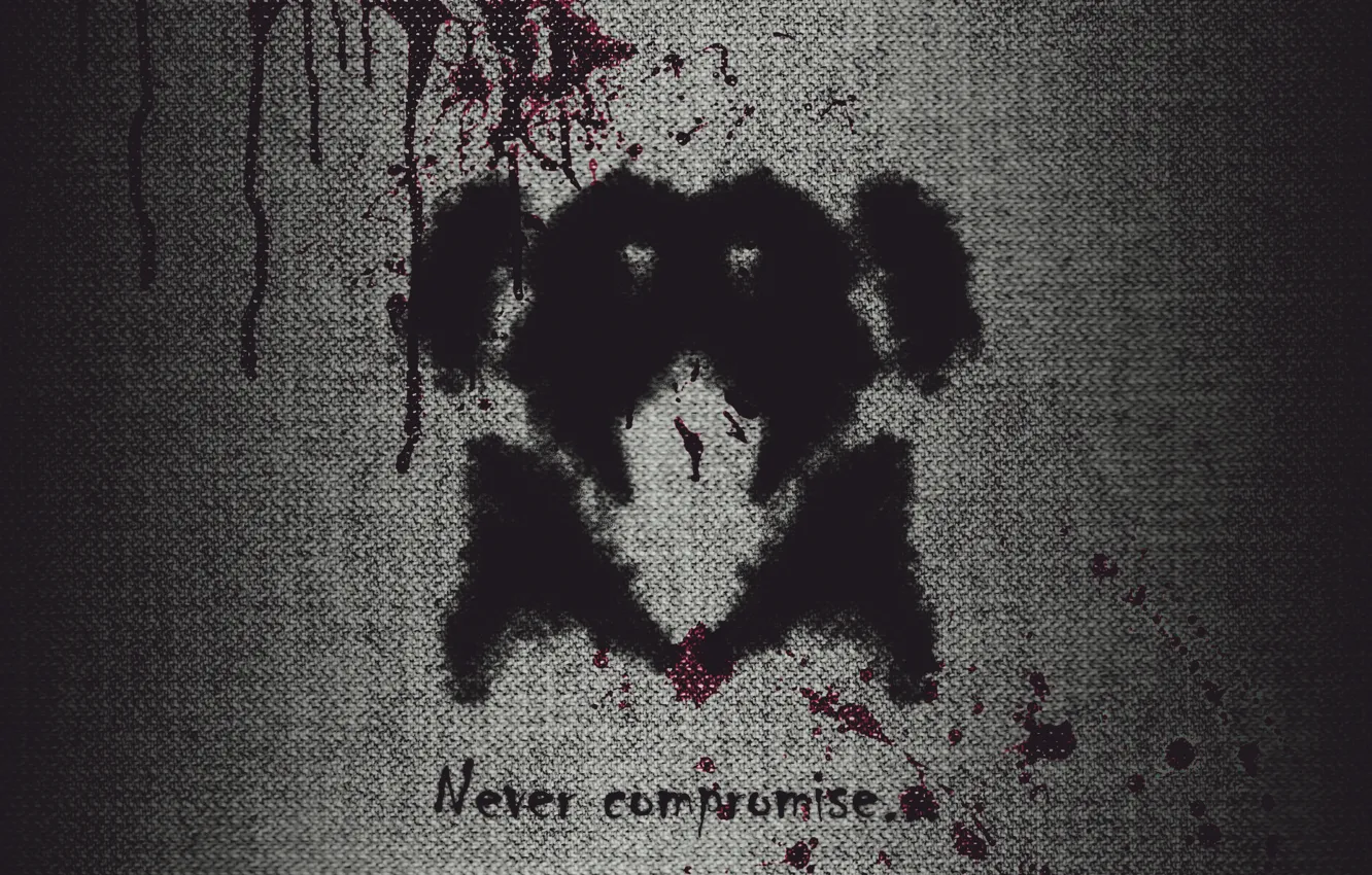 Фото обои кино, кровь, Хранители, Watchmen, Роршах, photoshop, Rorschach, компромисс