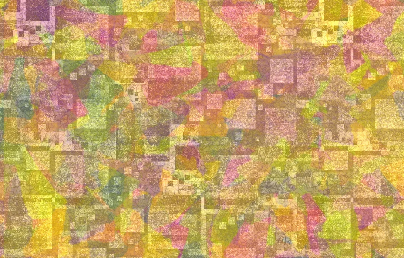 Фото обои желтый, абстракция, фон, графика, квадраты, розовые, геометрия, композиция