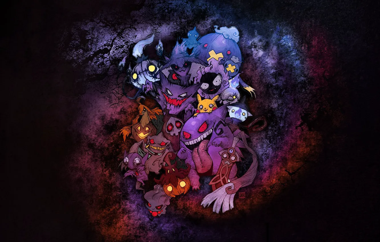 Фото обои призрак, пикачу, призраки, ghost, покемон, pokemon, pikachu, Gengar