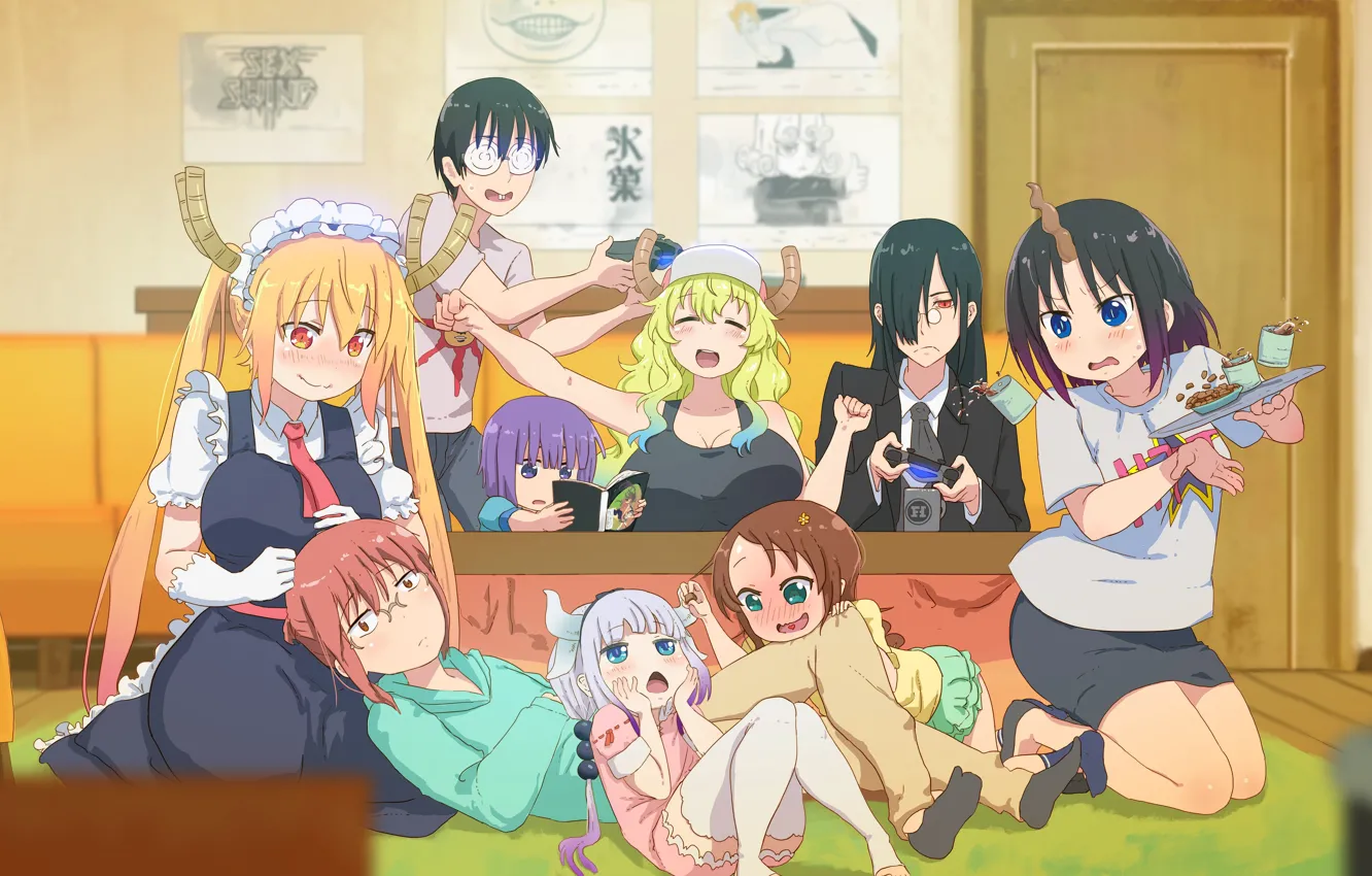 Фото обои girl, anime, dragon, japanese, oppai, maid, PlayStation, bishojo