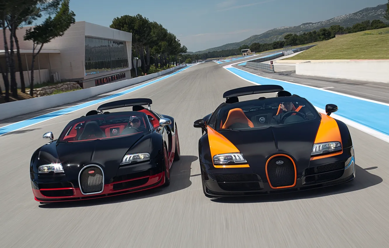 Фото обои Roadster, Бугатти, Bugatti, Вейрон, Veyron, суперкар, передок, and