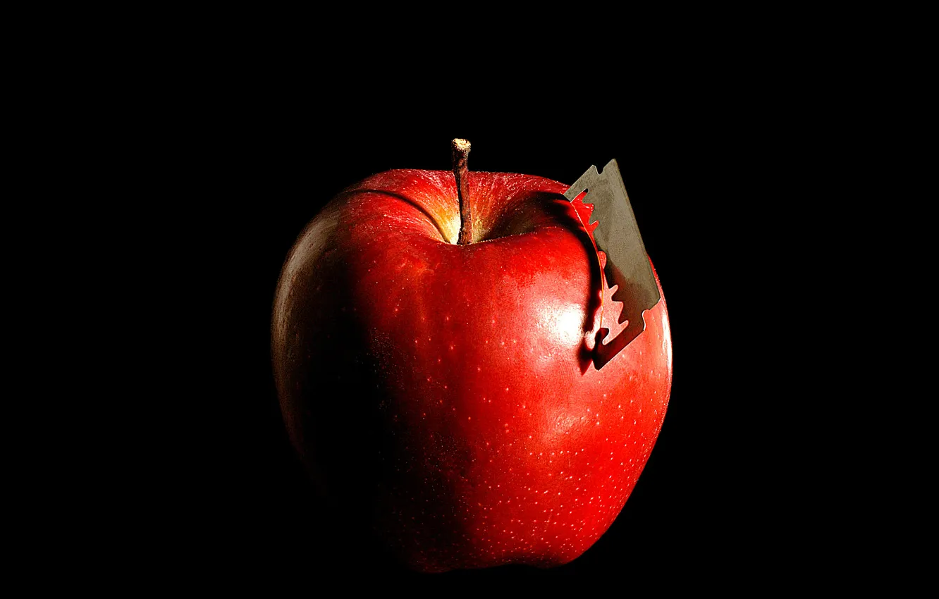 Фото обои яблоко, фрукт, бритва