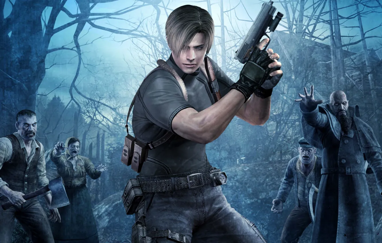 Фото обои пистолет, оружие, horror, zombie, resident evil 4, re4, leon kennedy