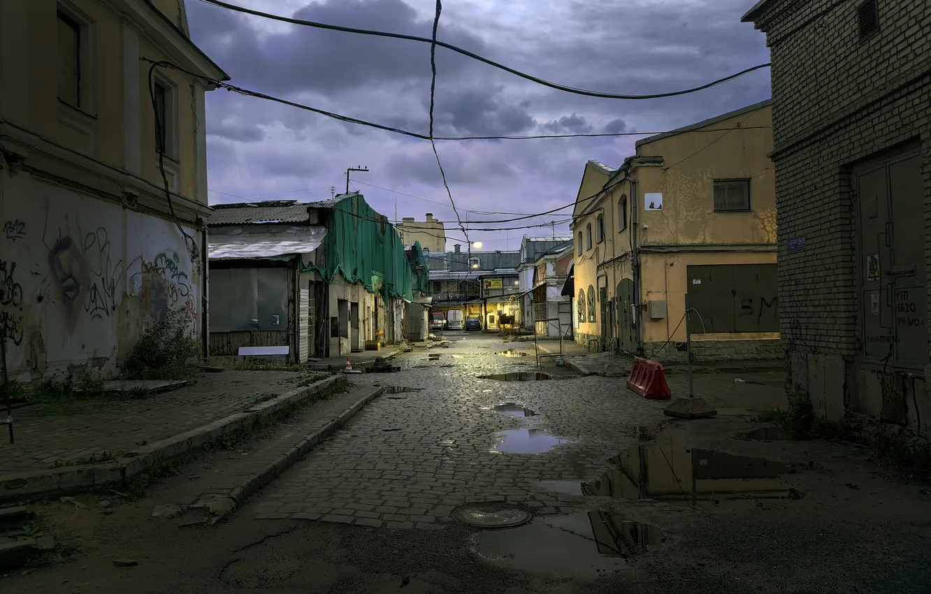 Фото обои Питер, двор, дворик, окраина, СПБ, Saint Petersburg, Санкт - Петербург, Huawei Mate 50 Pro пример …