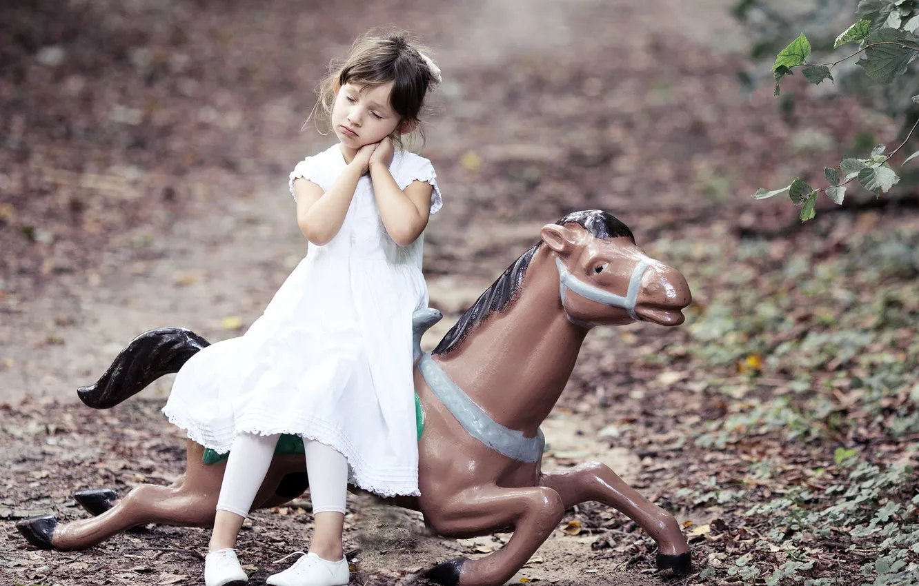 Фото обои настроение, конь, девочка