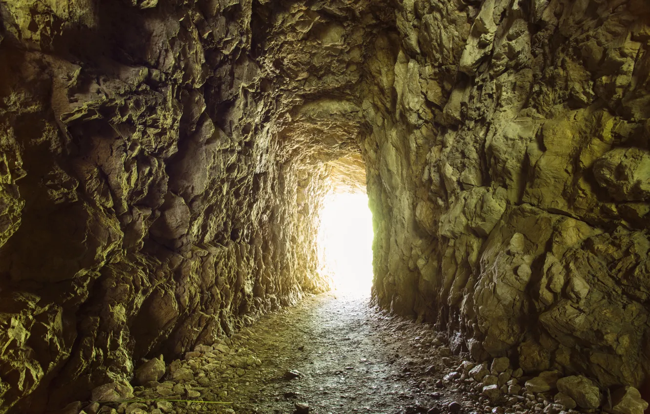 Фото обои light, stones, Cave