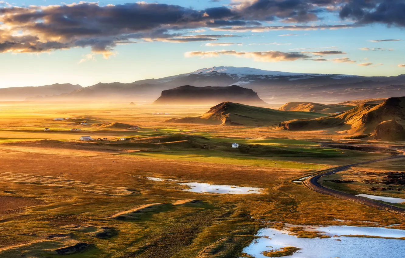 Фото обои Iceland, golden hour, Dyrholaey