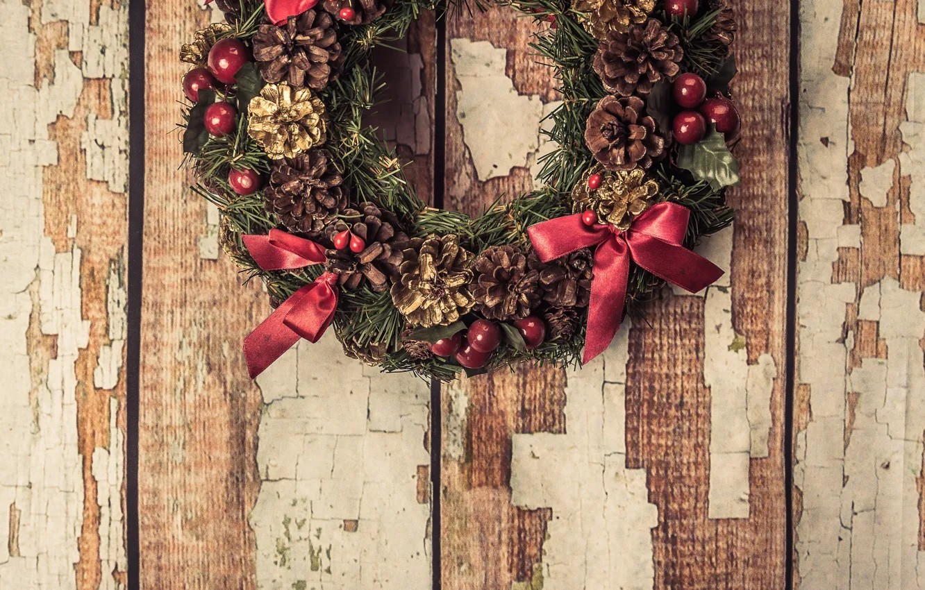 Фото обои украшения, Новый Год, Рождество, Christmas, венок, wood, New Year, decoration