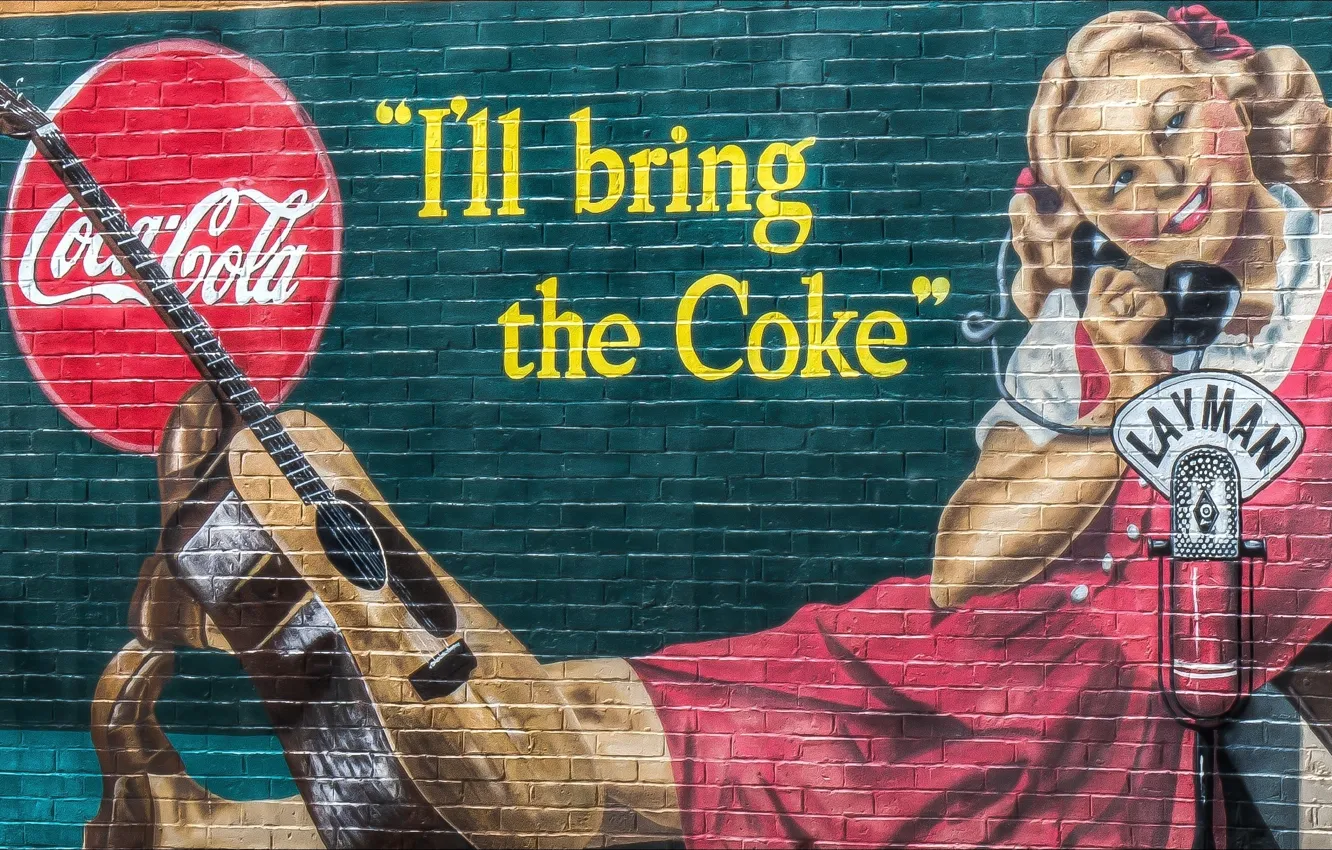Фото обои graffiti, Coca-Cola, Wall, brand
