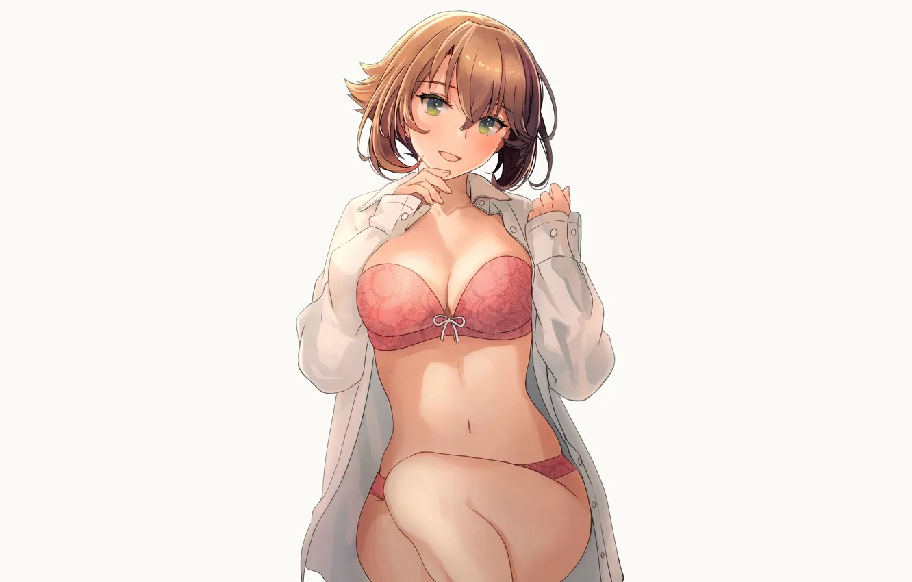 Фото обои girl, sexy, lingerie, pantsu, bra, cleavage, panties, brown hair