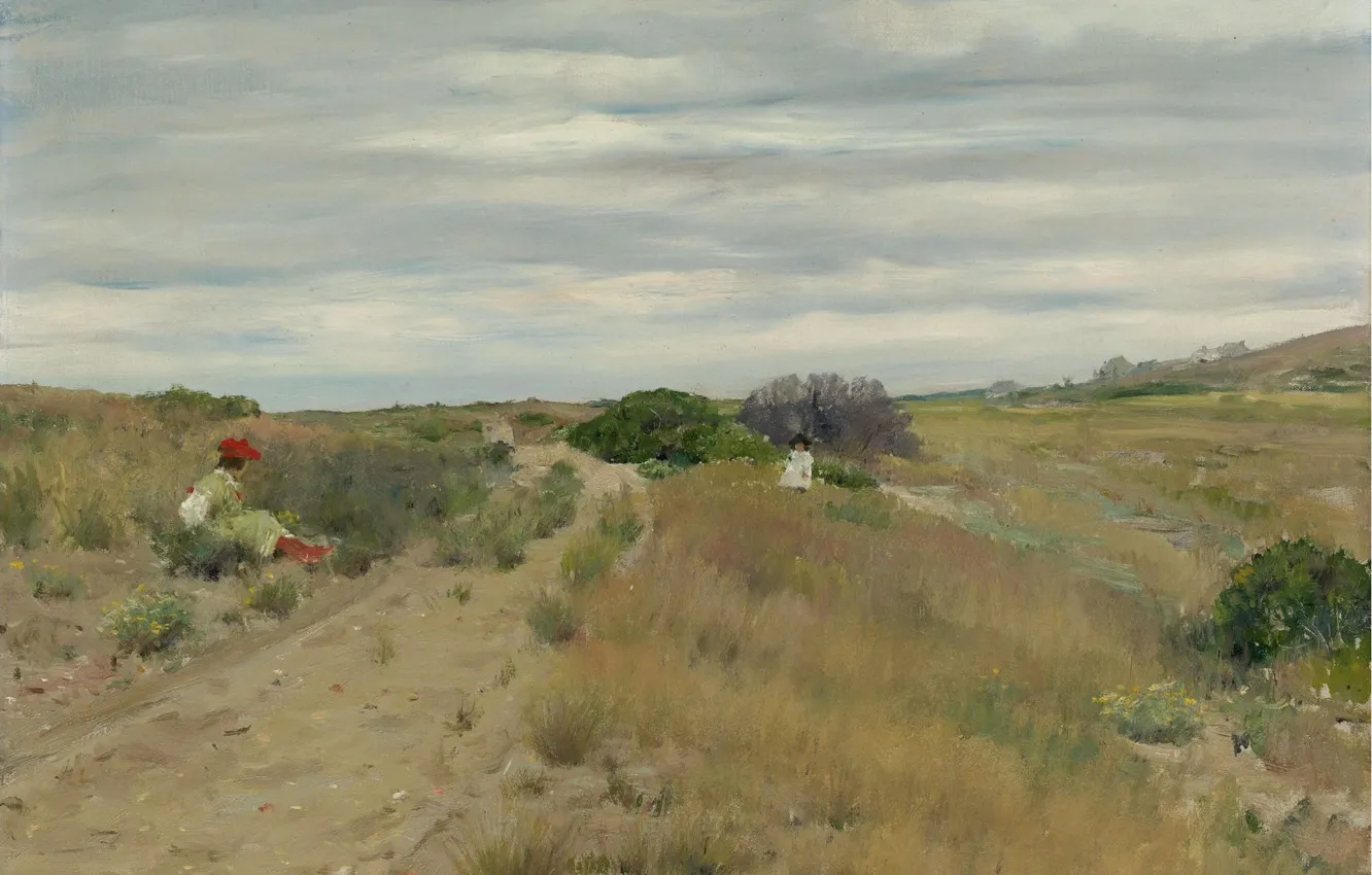 Фото обои пейзаж, картина, Уильям Чейз, William Merritt Chase, Старая Песчаная Дорога