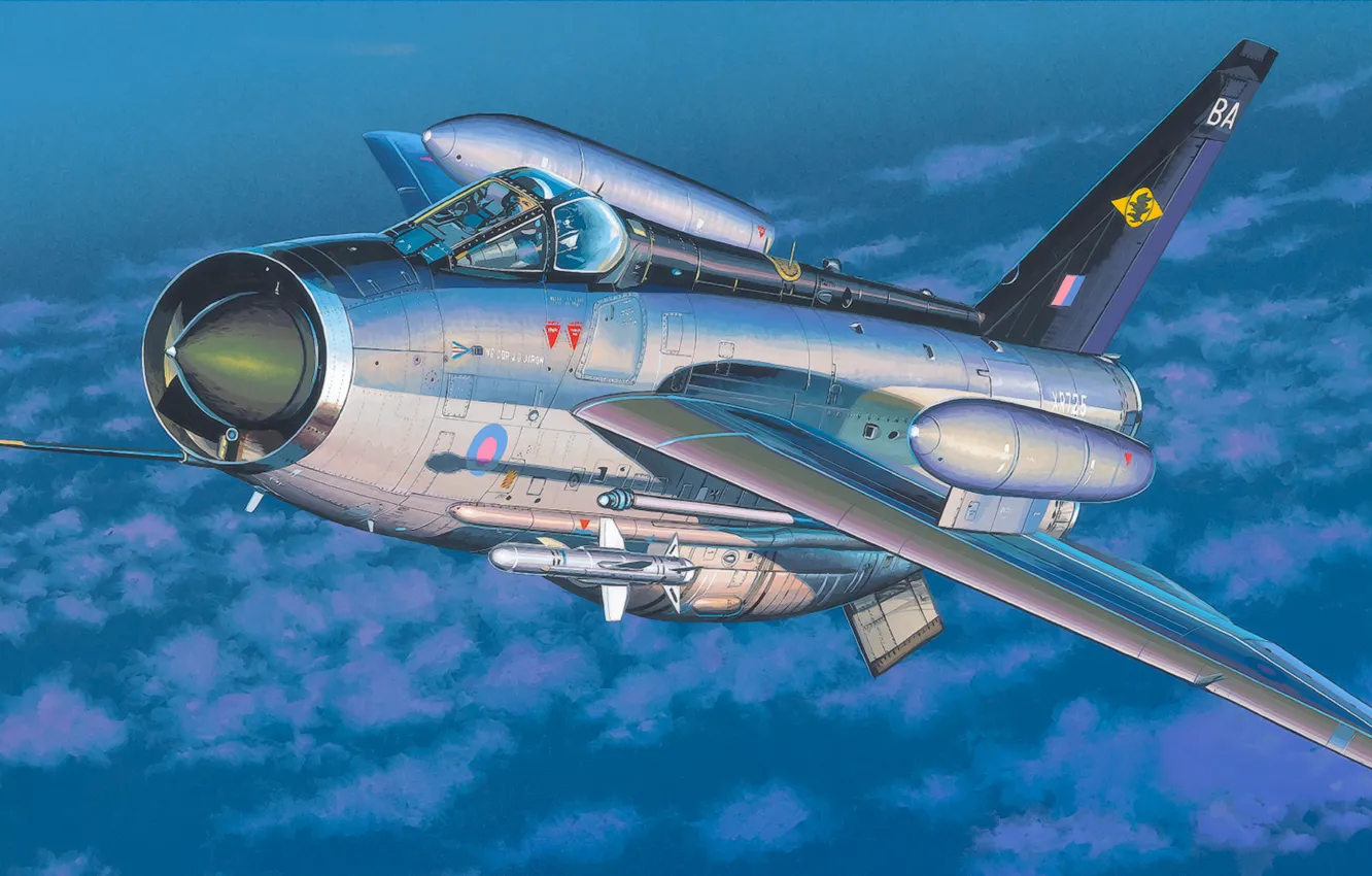 Фото обои war, art, painting, aviation, jet, BAC Lightning F Mk6 Royal Air Force RAF