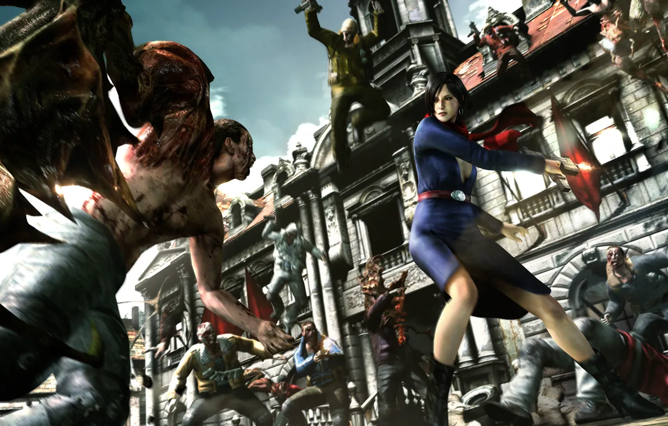 Фото обои дом, оружие, монстры, мутанты, Capcom, Resident Evil 6, Ada Wong, BIOHAZARD 6